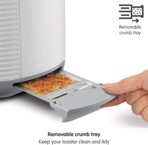 Morphy Richards Arc Toaster's removable crumb tray.