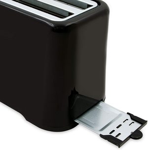 Quest 2 Slice Toaster's removable crumb tray.