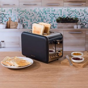 Salter Rose Gold Toaster in use.