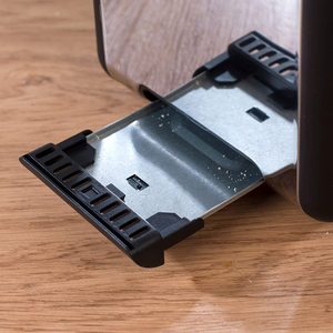 Salter Rose Gold Toaster's removable crumb tray.