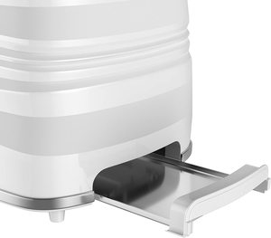 Swan Symphony Toaster's removable crumb tray.