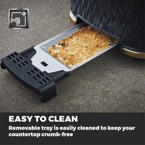 Tower Empire Toaster's removable crumb tray.