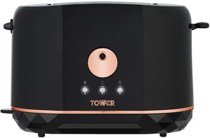Close up of the Tower Rose Gold Toaster.