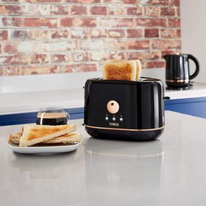 Tower Rose Gold Toaster in use.